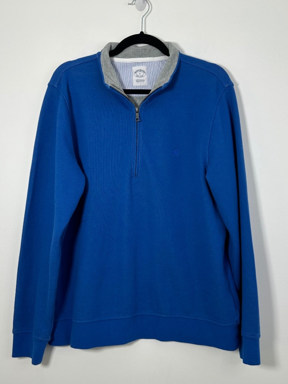 Brooks Brothers Mens Medium Quarter-Zip Sweatshirt Royal Blue Used Great Cond. - Picture 1 of 9